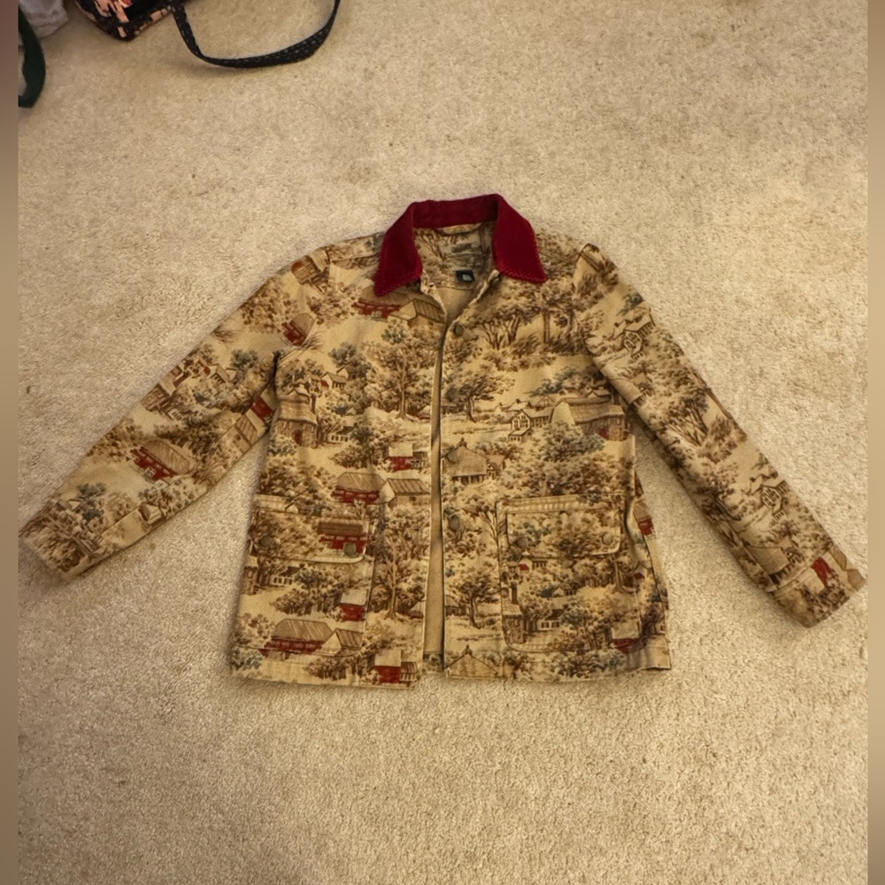 Lauren Ralph Lauren Red Corduroy Toile Barn Jacket